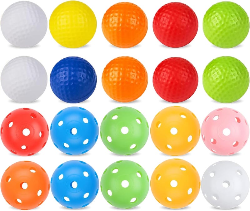 ZHENAN 20 Pack Colored Plastic Golf Balls, 41mm Practice Golf Balls, Realistic Feel and Long Lasting,Limited Fligh Plastic Golf Training Balls for Backyard, Simulated Golf Balls for Indoor or Outdoor - Image 1